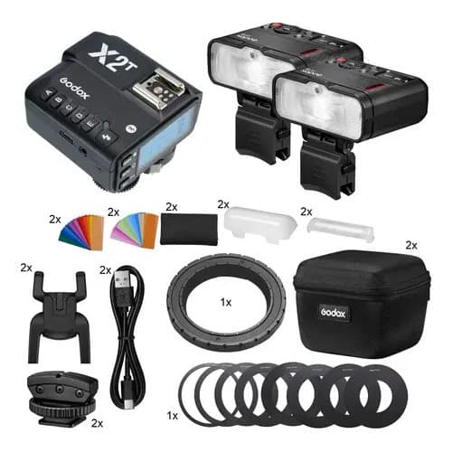 Novo e original Flash Macro Godox Mf12 K2 + Rádio Flash X2t Camera Canon