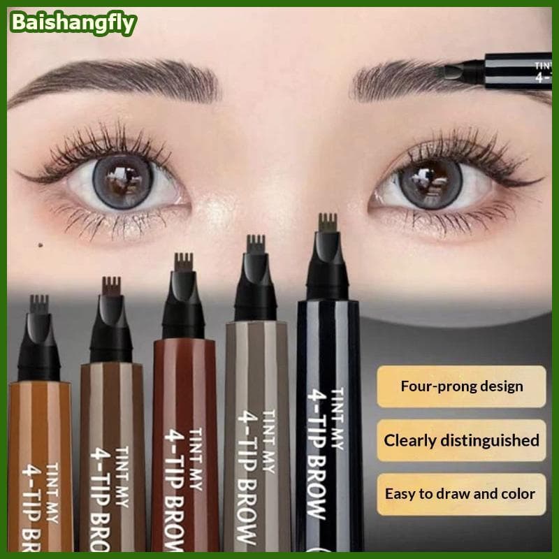 baishangfly 1 Peça Caneta De Sobrancelha De 5 Cores À Prova D'água 4 Pontas De Garfo Microding Tatuagem Líquido Natural