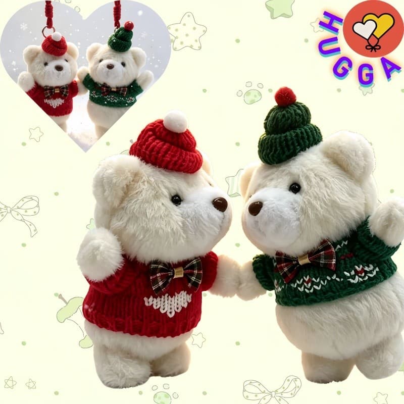 HUGGA Bonito Urso De Natal Pingente Boneca De Pelúcia Divertido Apaziguar Brinquedo Presente Troca De Festa Brinquedos P
