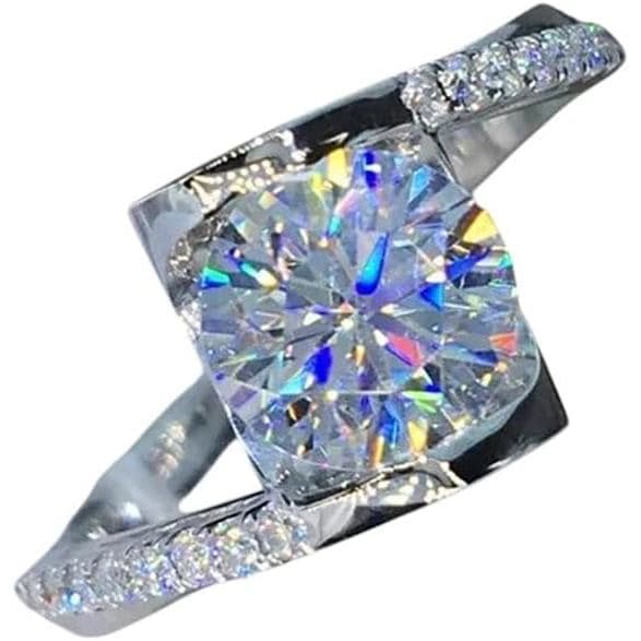 Novo Anel de Prata Esterlina 925 com Simulação de Zircônia de 2 Quilates, Um Presente de Casamento para Joias Femininas