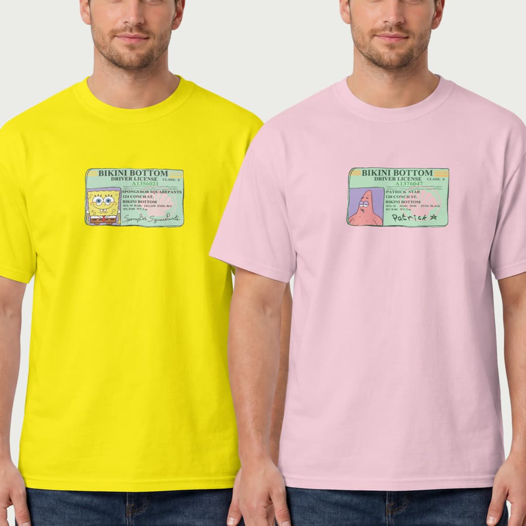 Camiseta Bob Esponja E Patrick Star Algodão Blusa Masculina Feminina Dupla Casal Amigos HT Co.