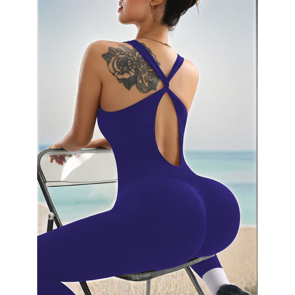 Macacão de Fitness Sem Costura para Mulheres |     Secagem rápida e design sem costas |     Roupas para Yoga e Pilates |