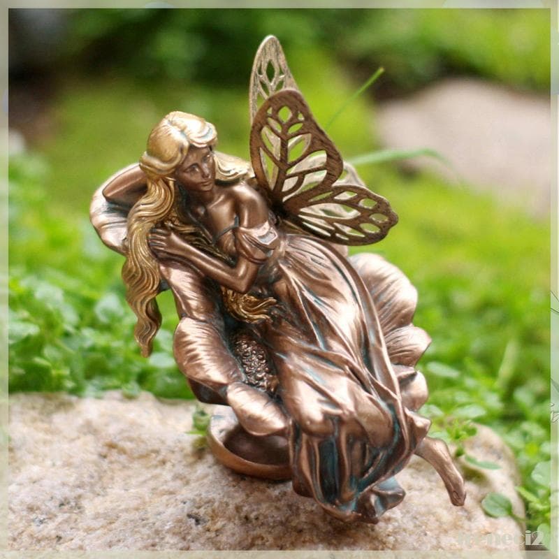 [Freneci2] Estatueta De Fada Com Acabamento Em Bronze , Artesanato Detalhado , Estátua Adormecida , Ornamento De Gramado