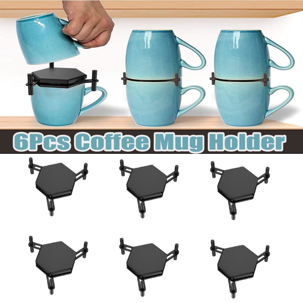 6 Peças Suporte para Copos de Café Ajustável e Empilhável Organizador de Bebidas 3814
