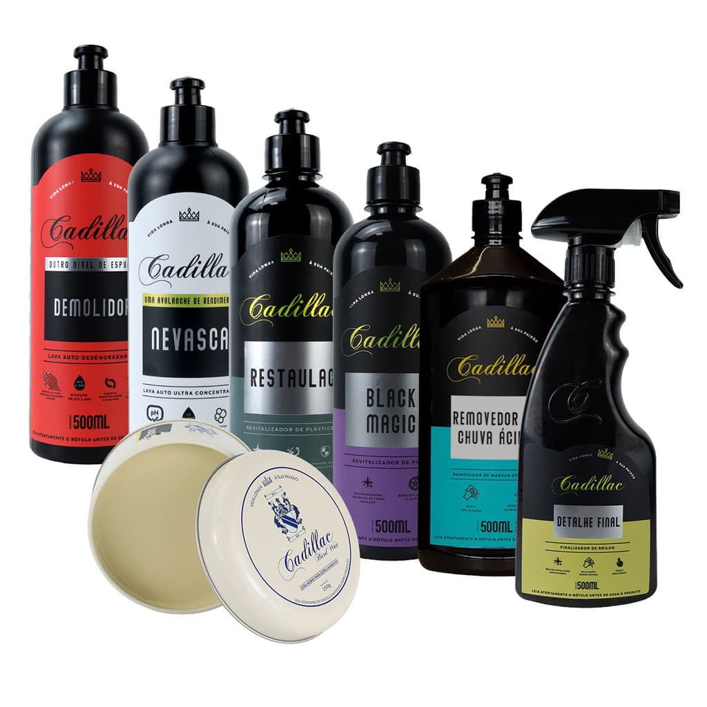 Kit Limpeza Automotiva Hard Wax Black Magic Cadillac Nevasca Demolidor Estética Automotiva Cuidados
