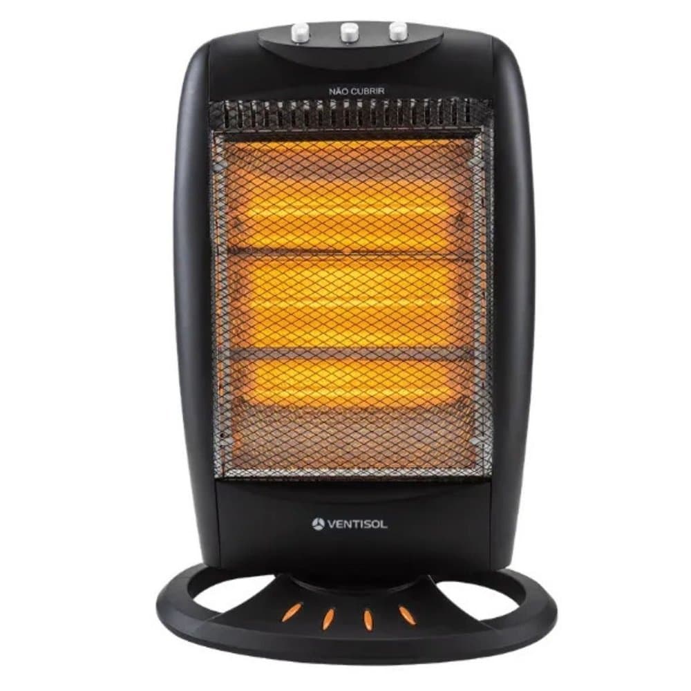 Aquecedor Doméstico Halógeno Oscilante AH02I-00 220V - Ventisol Preto
