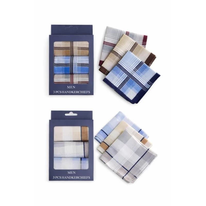 Lenços Masculinos de Bolso - Kit com 3 unidades 39x39cm de Tecido - SORTIDO