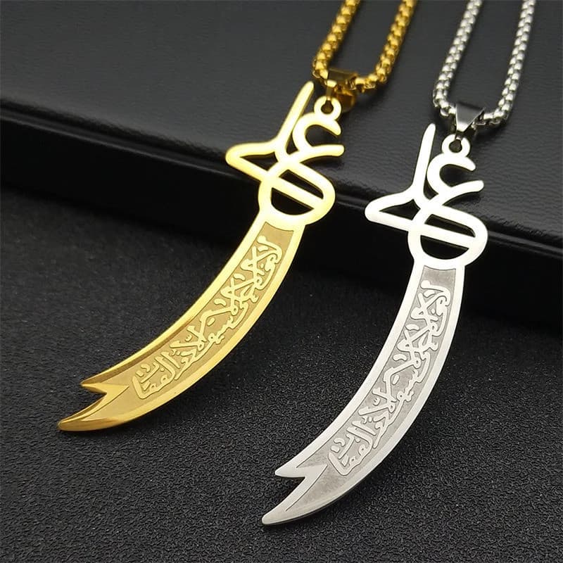 Colar de Espada Imam-Ali Zulfiqar para Homens e Mulheres, Joias de Aço Inoxidável, Corrente Islâmica, Faca Muçulmana, NZ