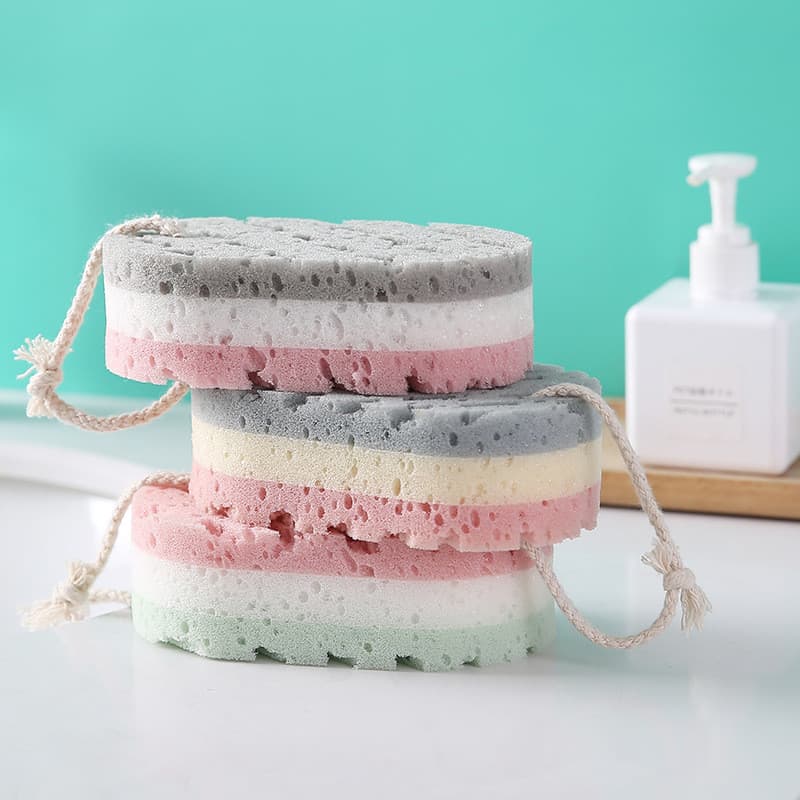 Esponja de banho grossa para esfregar, esponja de banho para adultos e crianças, dupla face, esfoliante, bola de banho,