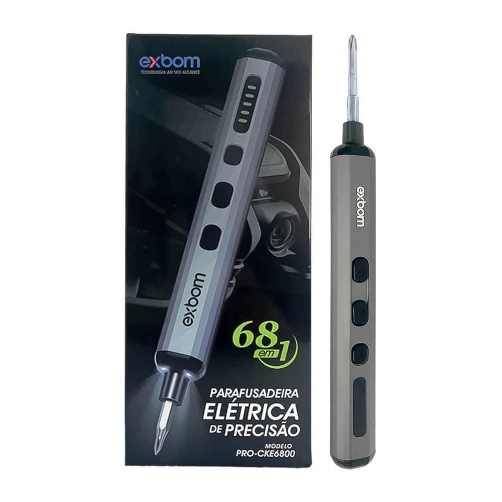 Mini Parafusadeira Elétrica Precisão 64 Bits USB C 3.7V 200RPM Visor Eletrônico Bateria Recarregável Caixa Organizadora