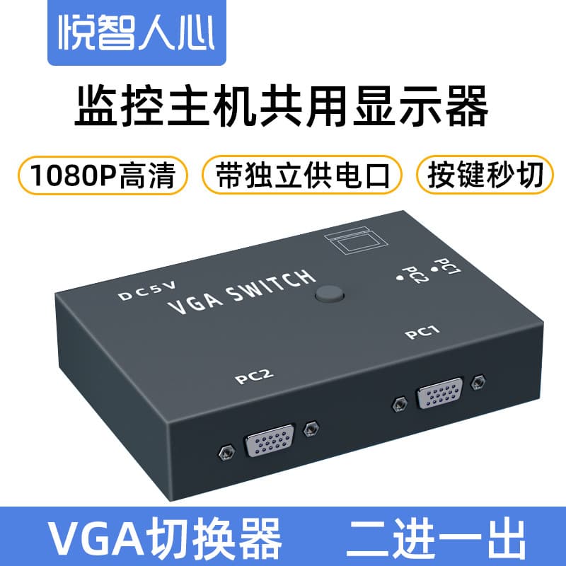 Yuezhirenxin VGA Cabo Switcher de tela de dois pontos de um ponto Anel magnético duplo para VGA Conexão de conversão de