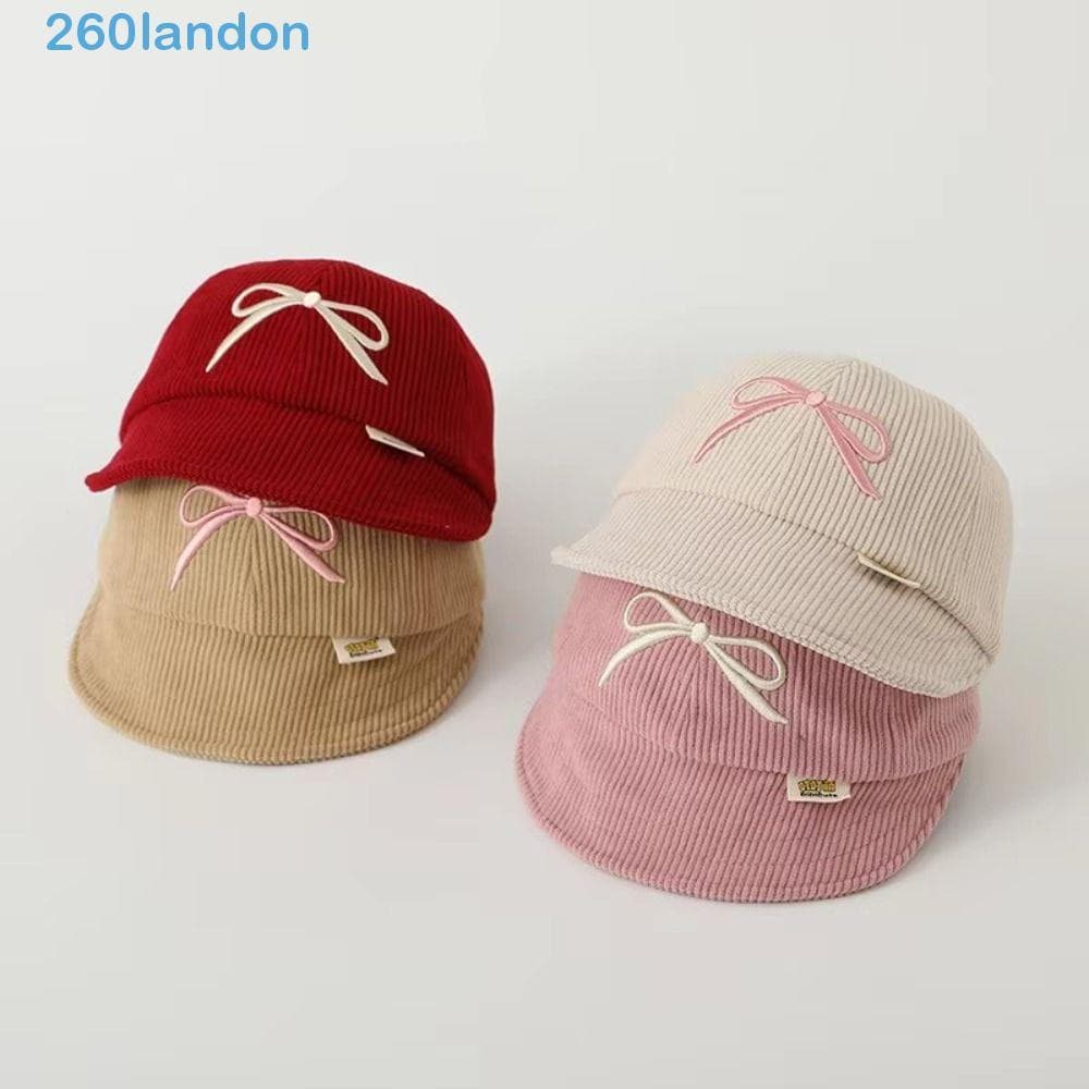 Boné De Beisebol LANDON Bow , Chapéu De Veludo Infantil Ajustável Estilo Coreano Sol Bordado Com Aba Grande Doce