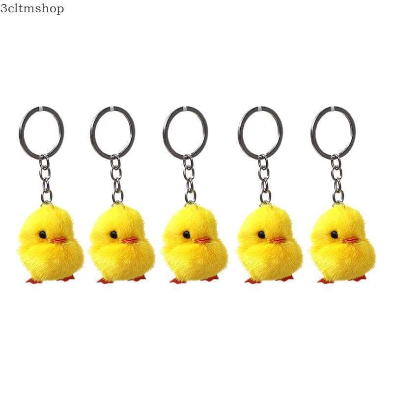 blg 5 Peças Chaveiro Fashion Pintinho Carro Decoração Peludo Pato Amarelo