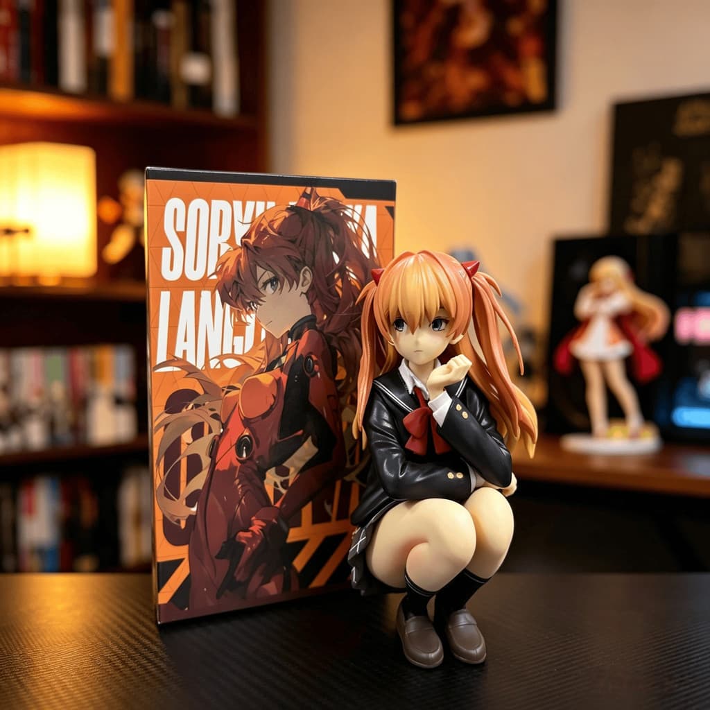 Novo século guerreiro agachamento postura Asuka figura mercadoria bidimensional marinheiro Anime figura modelo decoração