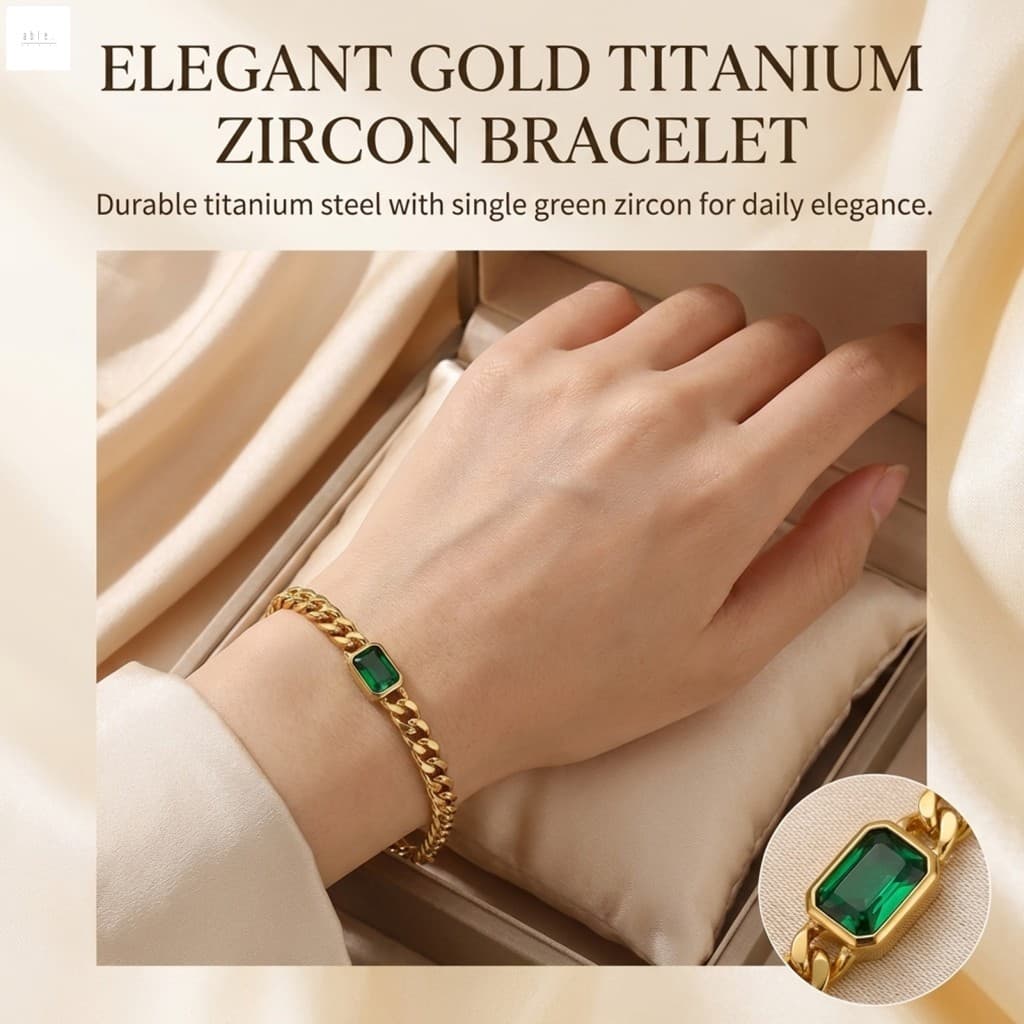 Pulseira Feminina Com Corrente De Zircônia , Aço Titânio , Hipoalergênico , Ouro , Pedra Única , Joias Minimalistas