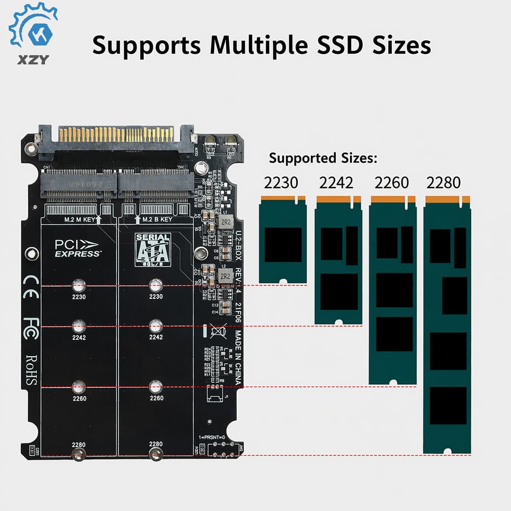 Placa Adaptadora PCIE3.0 NVME NGFF Para U . 2 SFF8639 Caixa De Disco Rígido Externo U2 Totalmente Em Alumínio Estado Sól