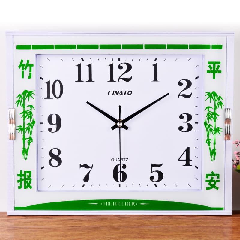 Relógio quadrado sala de estar quarto simples relógio de parede chinês criativo relógio de parede mudo eletrônico quartz