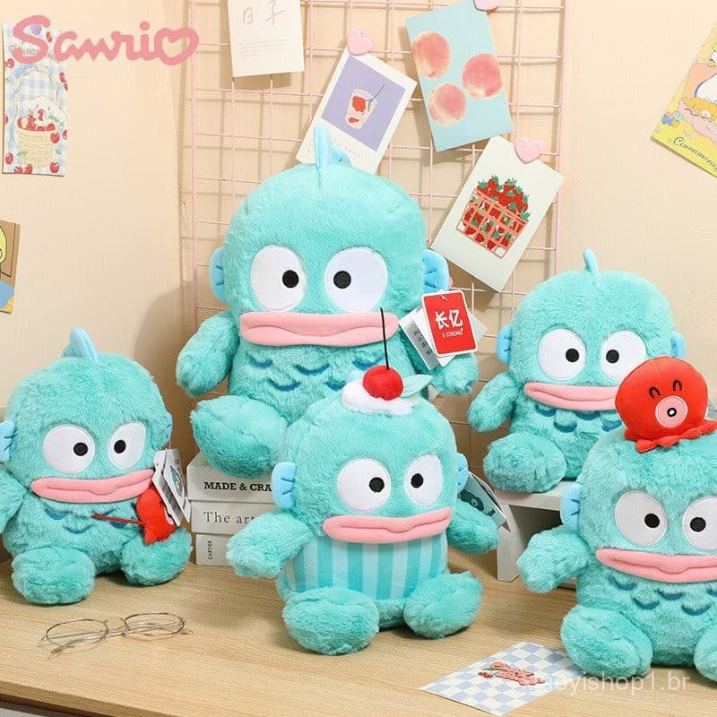 Sanrio Sereia Hanton Peluche Peluche Hanton Meio Sereia Verde Feio Boneca de Peluche