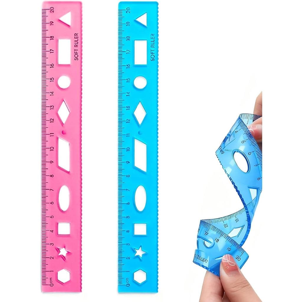 2 Réguas Flexíveis, 7,8 polegadas/20 cm, Réguas de Plástico Transparente, Maleáveis e Macias, Réguas Planas Inquebráveis