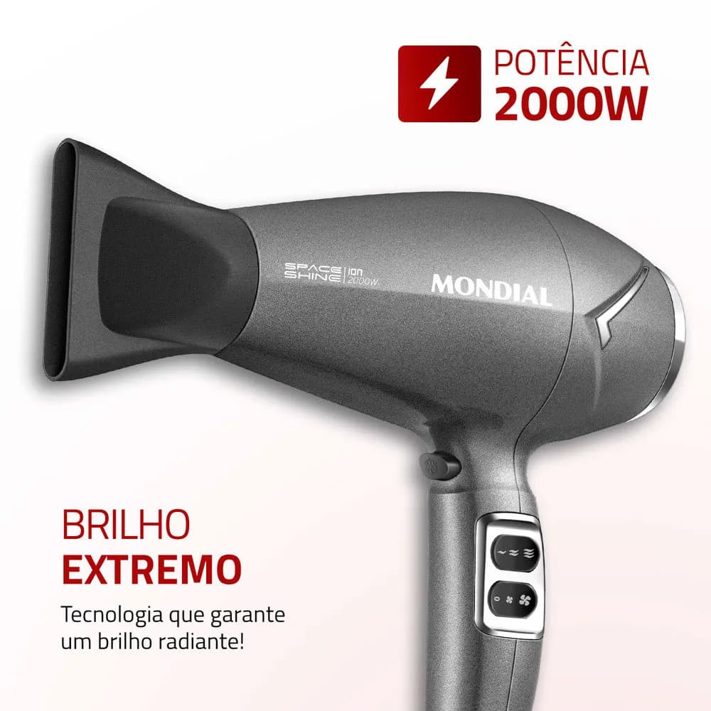 Secador de Cabelos Mondial Space Shine SC-20, 2000W, Grafite 127V