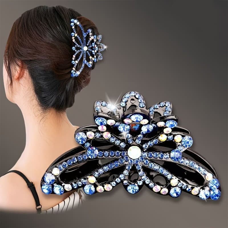 1pc Vintage Espumante Strass Decorativo Garra De Cabelo Clipe Bun Maker Elegante Presilha Para Mulheres E Uso Diário Pin
