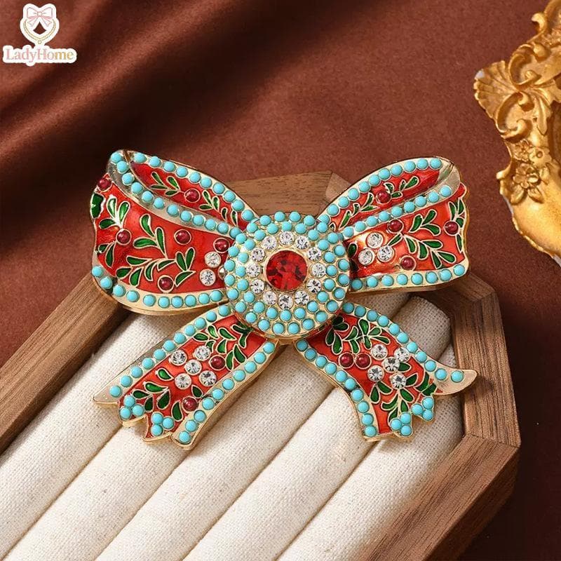 LADYH Charmoso Broche Vintage Com Laço Grande Feminino Corpete Brilhante Versátil Para Festas E Eventos