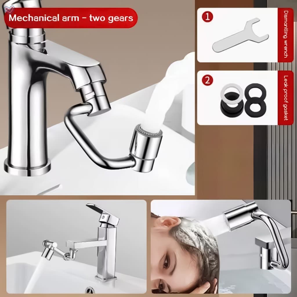 Extensor De Torneira Flexível Giratório De 360 Graus Com Pescoço De Ganso-Pulverizador De Pia De Cozinha Anti-Respingos