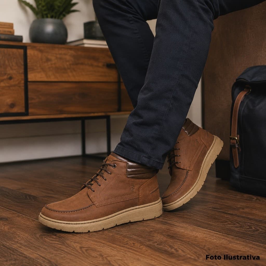 Bota Masculina Casual Couro Anatomic Gel Conforto 7262