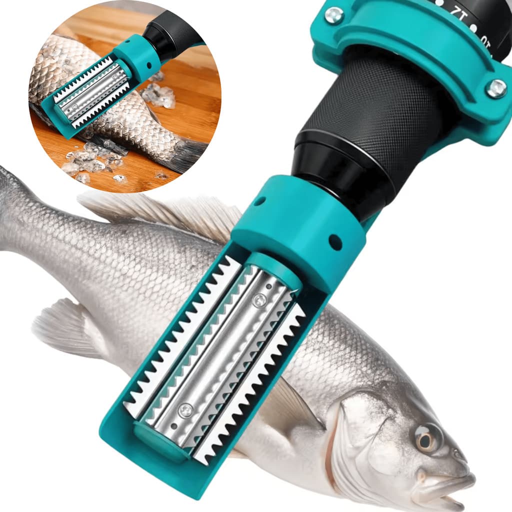 Adaptador de Inox Removedor  e Escamador Descamador  de Peixe Para Parafusadeira e Furadeira
