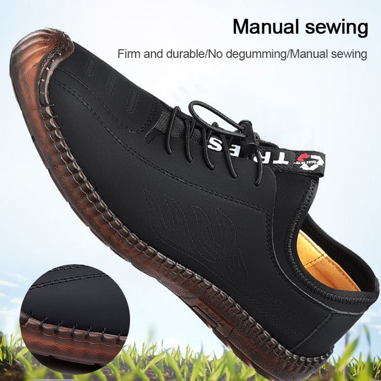 [Conforto Respirável] Stitched Leather Men's Walking Shoes Soft Cushion Tropical Comfort Dad Shoes For Men | Sapatos Cas