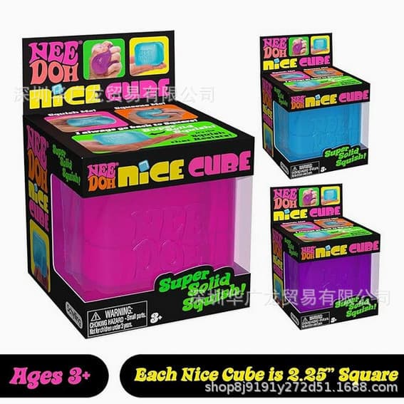 Schylling Needoh Nice Cube - Brinquedo Sensorial, Brinquedo Antiestresse Macio, Cubo Macio Divertido