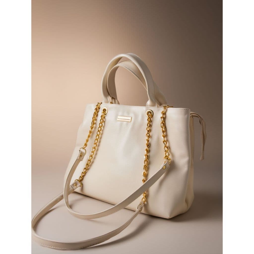 Bolsa Grande Feminina com Zíper Alça Corrente com Alça de Mão 2 Tipos de Alça Espaçosa Elegante Dia