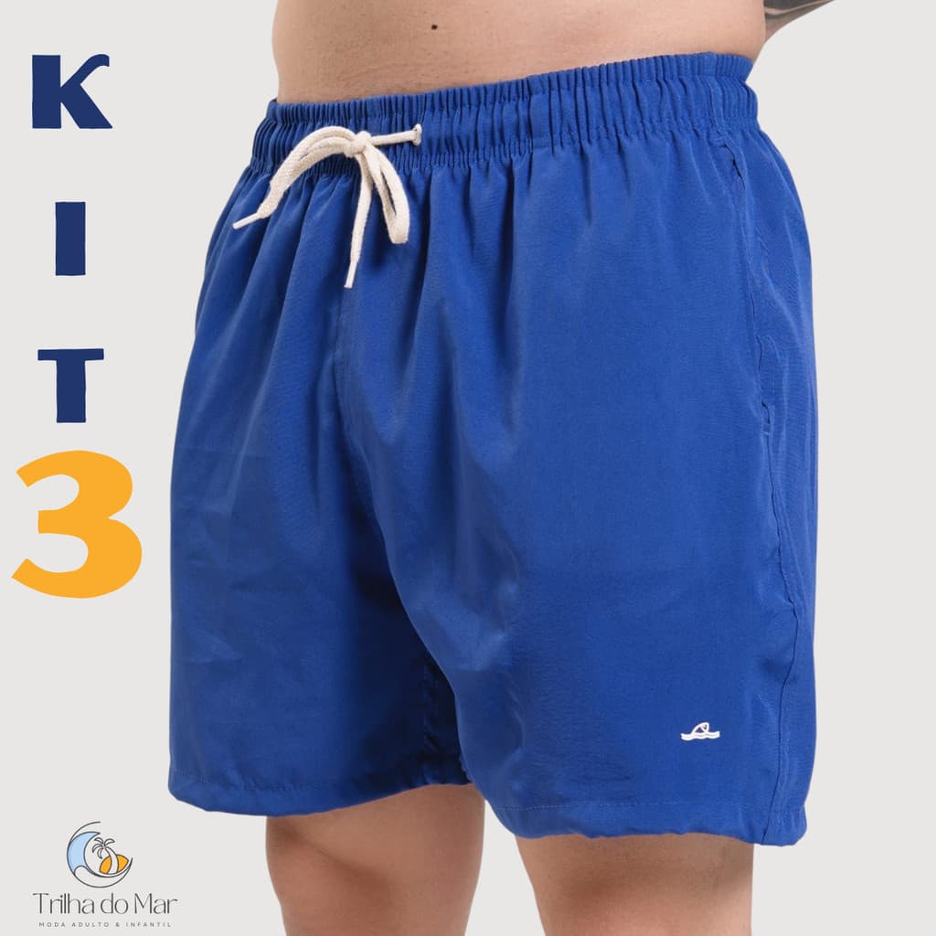 KIT 3 BERMUDA TACTEL ELASTANO MAURICINHO CADARÇO CRU 3 BOLSOS COSTURAS REFORÇADAS CORRIDA ACADEMIA PRAIA