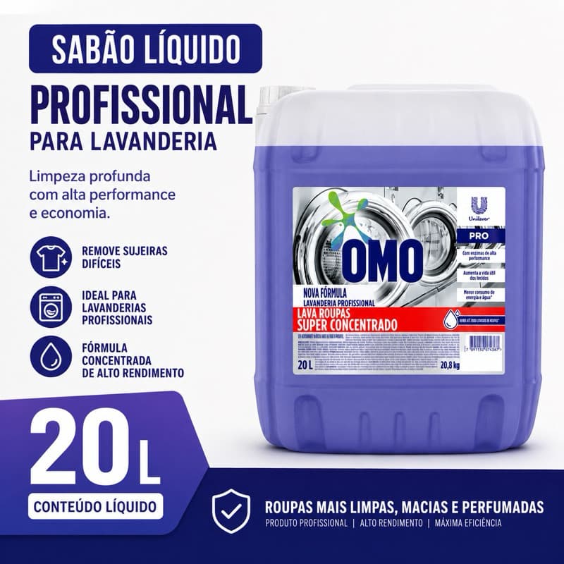 OMO Pro 20L Detergente Líquido Para Lavanderia Profissional