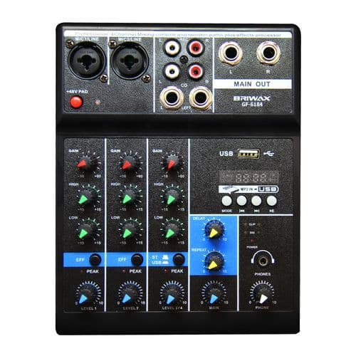 Console Mesa Som Mixer DJ Profissional 4 Canais Phantom Power Gravação Computador