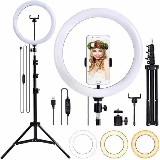 RING LIGHT ILUMINADOR POTENTE GRANDE 10" COM TRIPÉ EXTENSIVEL LIVE VIDEO FOTO