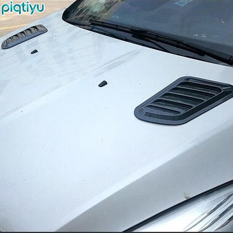 PIQTI 1/2 Pçs Colher De Capô Do Carro Decorativa Fibra Carbono Ventilação Ar Capa Universal Apto Para Melhor Fluxo De Mo