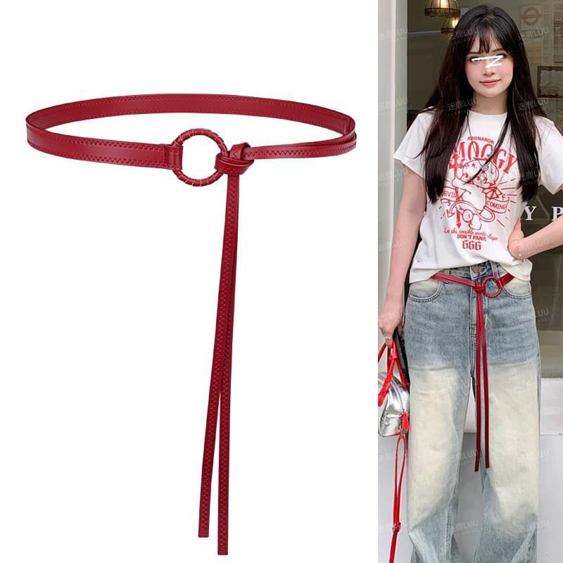Cinto novo estilo Retro vermelho cinto decoração feminina com saia Jeans cinto fino corrente de cintura High-End estoque