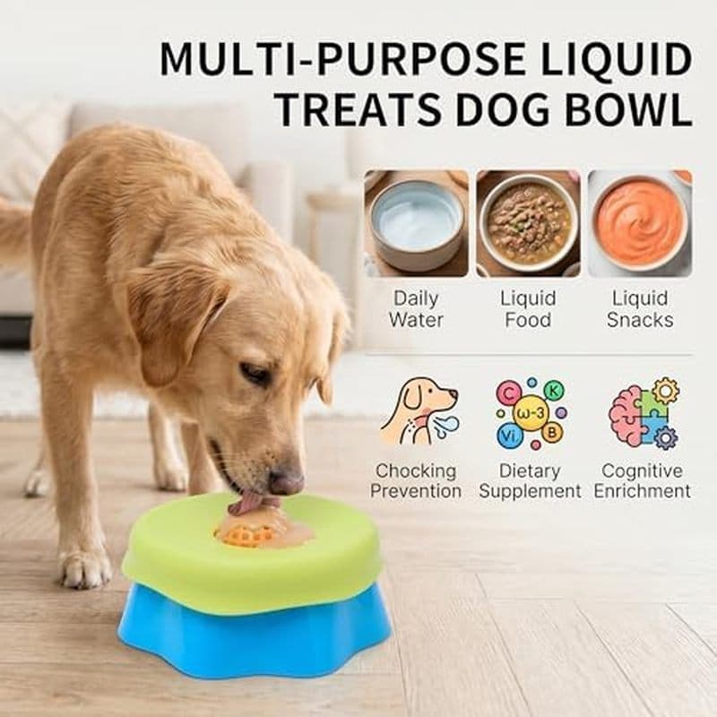 Tigela para cães com alimentação lenta usada para terapia líquida, brinquedo para lamber cães e bola de rolamento intera