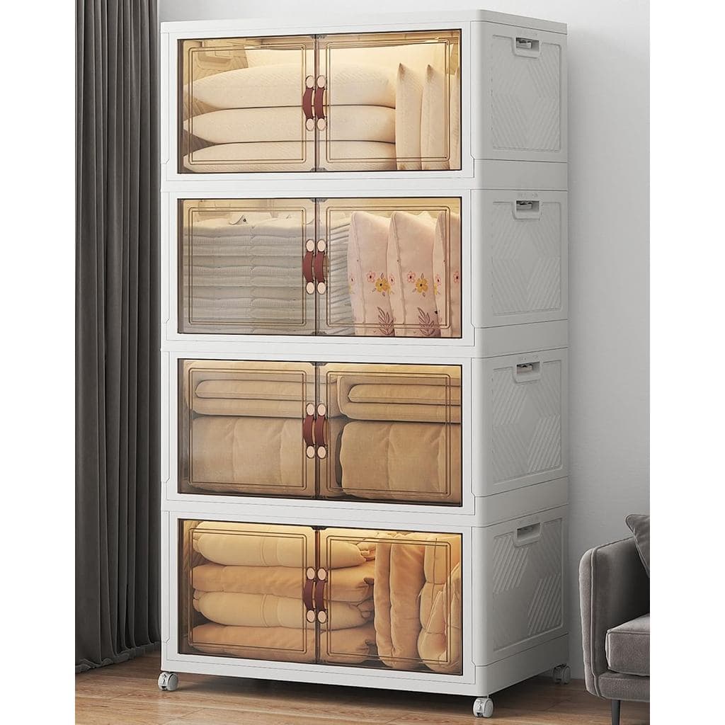 Caixas de Armazenamento Empilháveis UAMFURI 720QT com Tampas, Armário de Armazenamento Extra Grande com Portas e Rodas,
