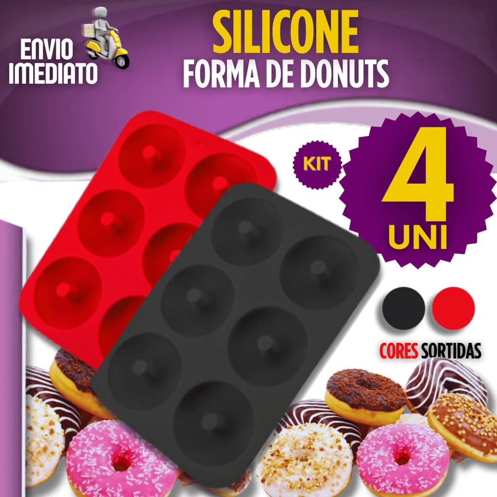 Forma de Donuts 1/2/3/4 Peças Silicone Donut Rosquinha Pudim Mini Bolo Assadeira Cozinha Confeitaria