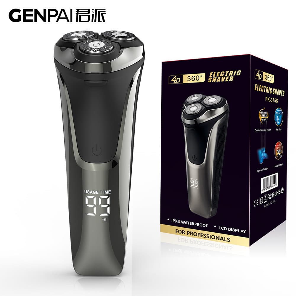 375 Barbeador Elétrico Flutuante 4D Navalha de Três Lâminas de Corpo Inteiro Lavável Faca de Barba Recarregável Masculin