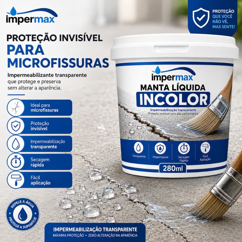 Manta Líquida  Emborrachada Incolor 280ml Impermeabilizante Rachadura Infiltração Laje Telhado