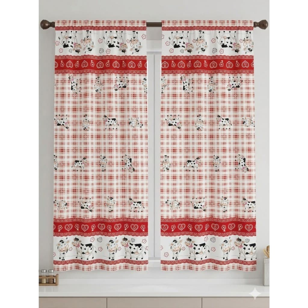 Cortina de cozinha estampada para varão de janela 2m X 1,50m Várias estampas tecido oxford
