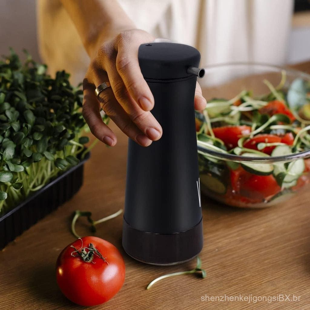 Conjunto de Dispensadores de Óleo e Vinagre Aelga Preto e Branco - 2 Frascos de Vidro para Óleo para Cozinha com Sistema