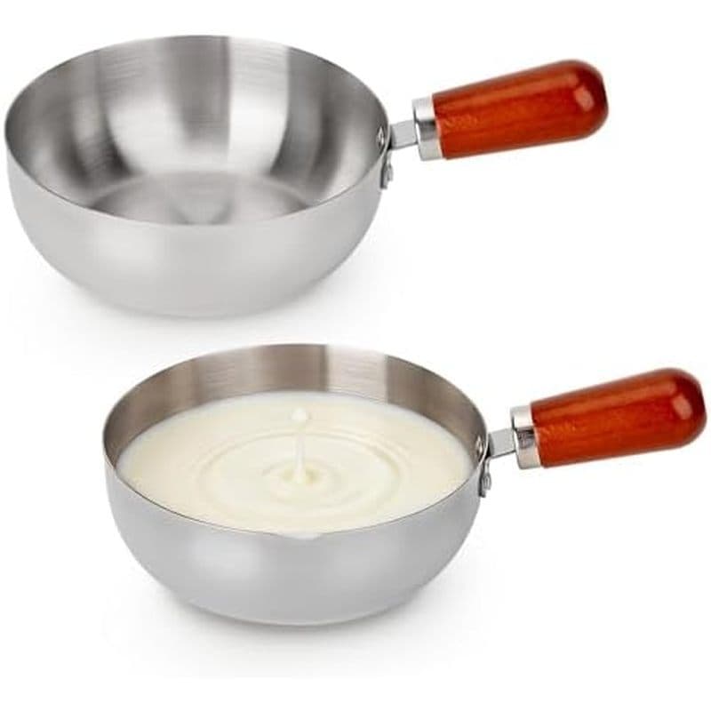 Mini Panelas De Sopa De Aço Inoxidável 304 Com Cabo De Madeira , Panela De Café Da Manhã Pequena , Para Fazer Molhos Rea