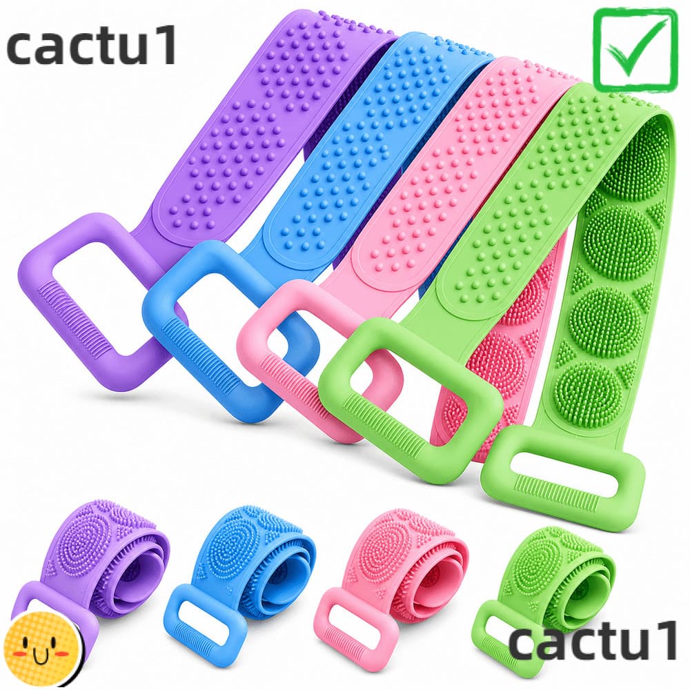 Escova De Banho CACTU , Purificador Corporal De Silicone Dupla Face De Tira Longa , Lavagem Traseira Flexível Com Aderên