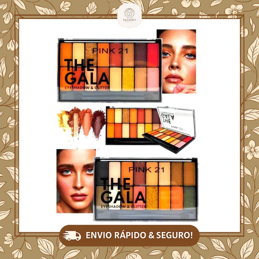 Paleta de Sombras Pink 21 The Gala Matte & Glitter - 16 Cores - 2 Opções