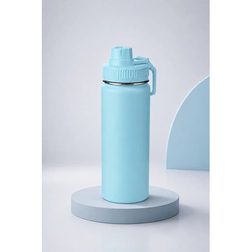 Garrafa Térmica Inox 570ml Azul Celeste com Tampa para Academia Treino Escritório Água Quente Fria Premium