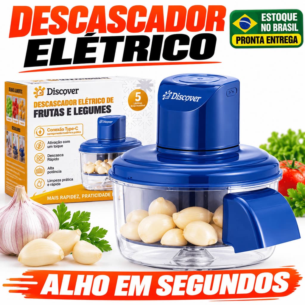 Descascador Elétrico Automatico Portátil 127/220V Cozinha Descascar Alho Uvas Frutas Tomate Legumes